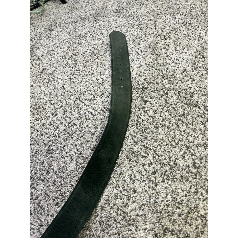 Amanda Smith Vintage Dark Green Suede Leather Wide Waist Belt Medium Gold Buckle